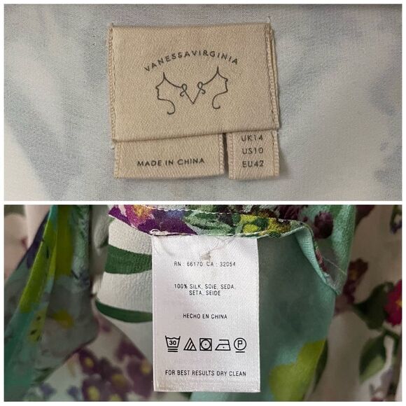 Anthropologie Vanessa Virginia Floral blouse 100% Silk size 10 - Picture 6 of 6